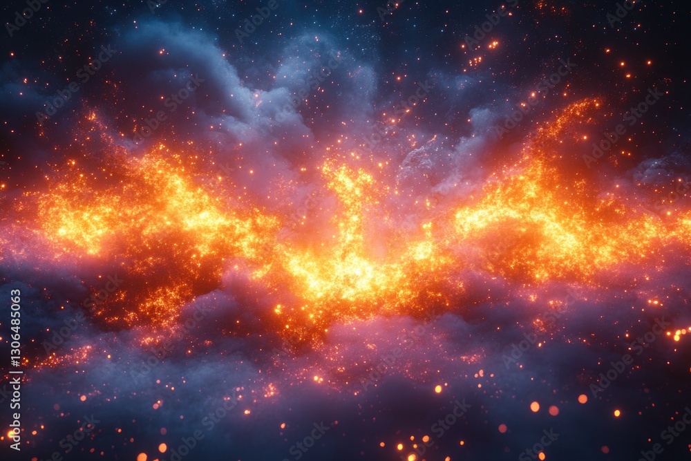 Fototapeta premium A vibrant and dynamic image of a massive fire explosion, with flames shooting high into the air