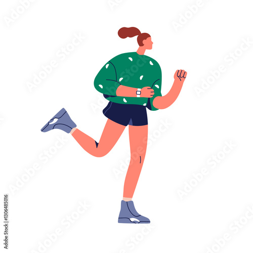Woman jogging. Young female running, cardio endurance training, sports workou...