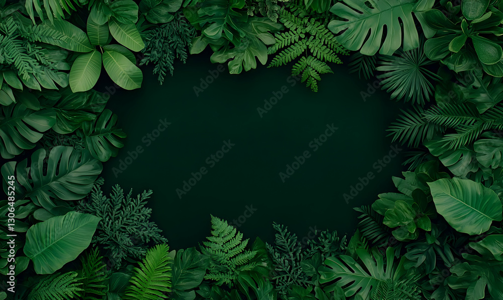 custom made wallpaper toronto digitalLush Green Tropical Foliage Frame with Dark Background for Design