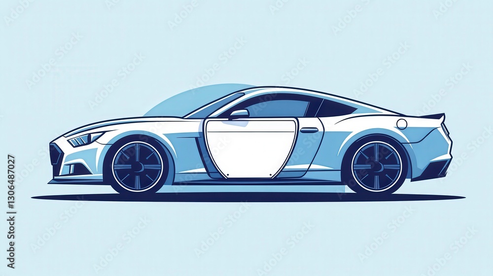 Fototapeta premium Stylish Sports Car with Open Door Against Minimalist Background Design