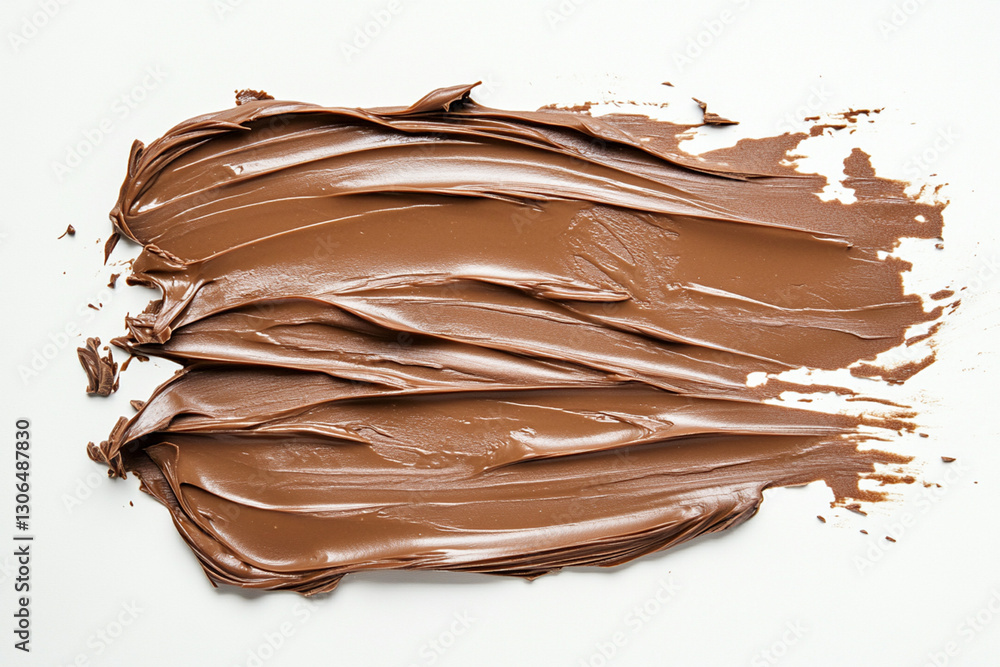 Smear of tasty chocolate paste on white background, top view Smear of tasty chocolate paste on white background, top view