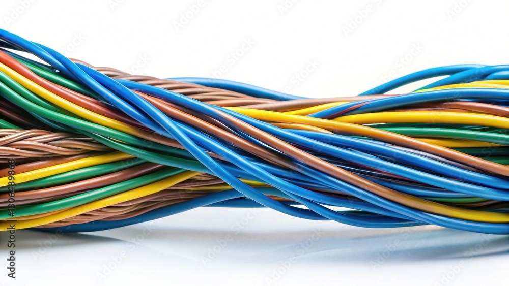 A vibrant tapestry of interwoven electrical wires, showcasing a spectrum of colors and intricate patterns. A vibrant tapestry of interwoven electrical wires, showcasing a spectrum of colors and intricate patterns.