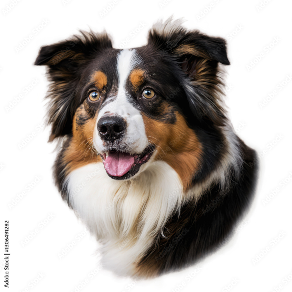 Brown and white dog portrait. Happy animal face with tongue out. Isolated png, transparent background. Brown and white dog portrait. Happy animal face with tongue out. Isolated png, transparent background.