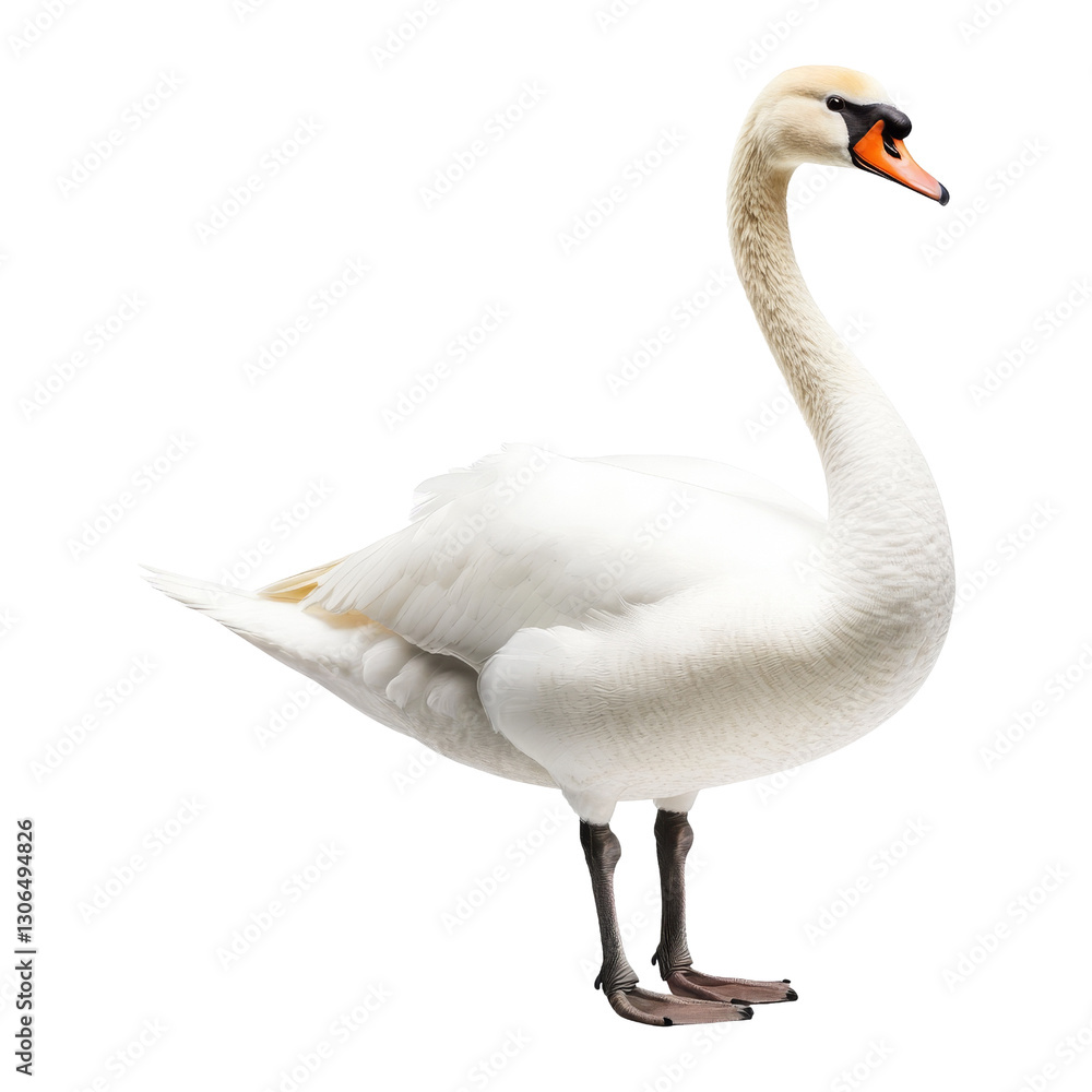 Fototapeta premium Elegant White Swan Standing Gracefully by the Water