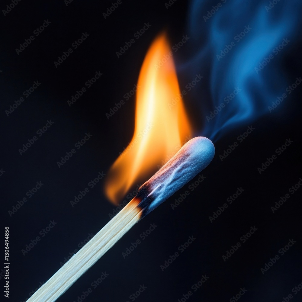 Captivating moment of a match being lit with a bright flame captured in a close-up format Captivating moment of a match being lit with a bright flame captured in a close-up format