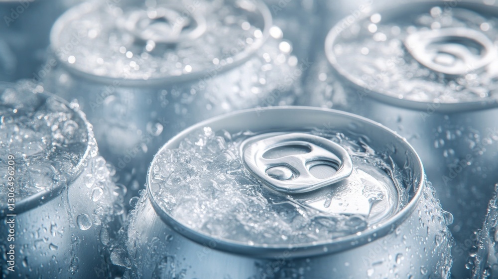 On a warm summer day, shiny aluminum cans filled with fizzy beverages nestle in a layer of ice, inviting everyone to enjoy a cold and refreshing drink during a lively gathering On a warm summer day, shiny aluminum cans filled with fizzy beverages nestle in a layer of ice, inviting everyone to enjoy a cold and refreshing drink during a lively gathering