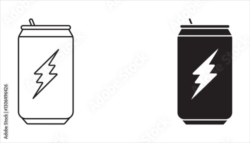 energy drink can icon set. aluminum soda can line art vector icon for apps and websites on white background