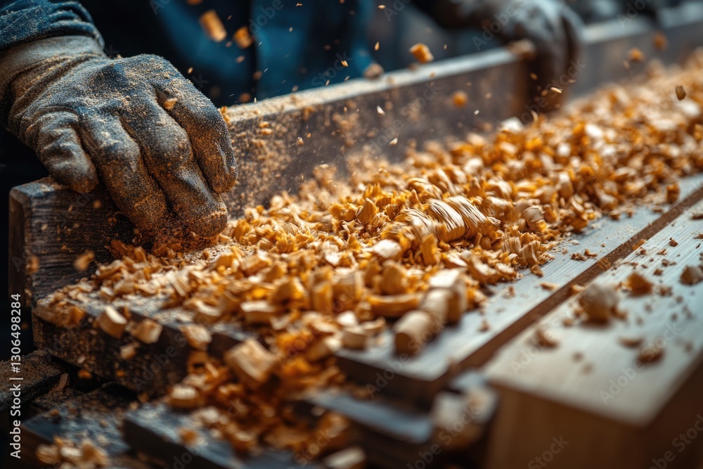 A person is cutting wood with a large piece of wood, possibly for firewood or construction A person is cutting wood with a large piece of wood, possibly for firewood or construction