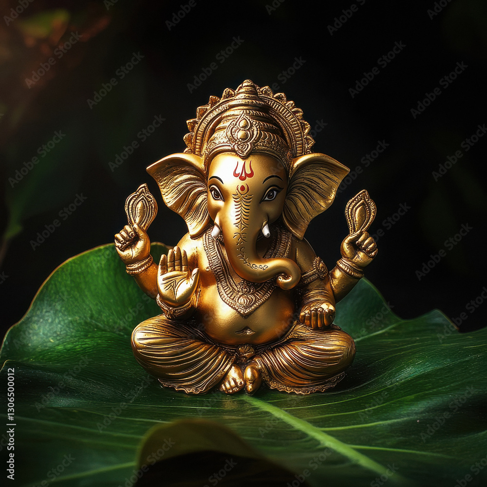 Obraz premium beautiful golden statue of lord ganesha