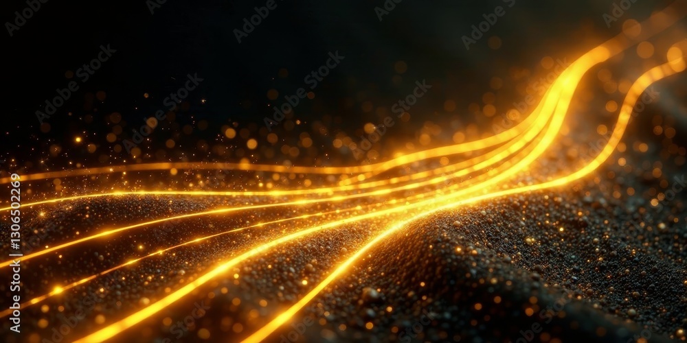Golden Trails Across a Dark, Glittering Surface Abstract Background Image of Dynamic Energy and Luxurious Texture Golden Trails Across a Dark, Glittering Surface Abstract Background Image of Dynamic Energy and Luxurious Texture