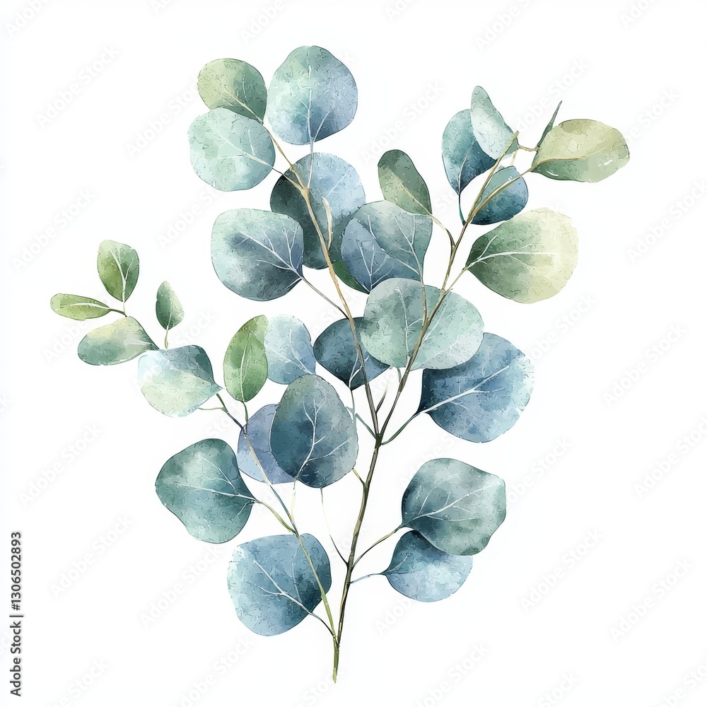 A delicate watercolor illustration of eucalyptus leaves in varying shades of blue and green, showcasing their natural beauty. A delicate watercolor illustration of eucalyptus leaves in varying shades of blue and green, showcasing their natural beauty.