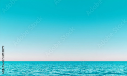 Tranquil Blue Ocean with Gradual Sky Color Transition at Dusk