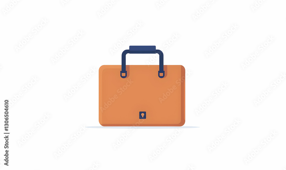 Stylish Orange Briefcase with Black Handles on a Minimal Background Stylish Orange Briefcase with Black Handles on a Minimal Background