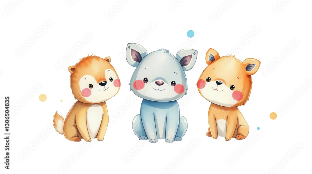 cute cartoon animal with pastel color. isolated on transparent background cute cartoon animal with pastel color. isolated on transparent background