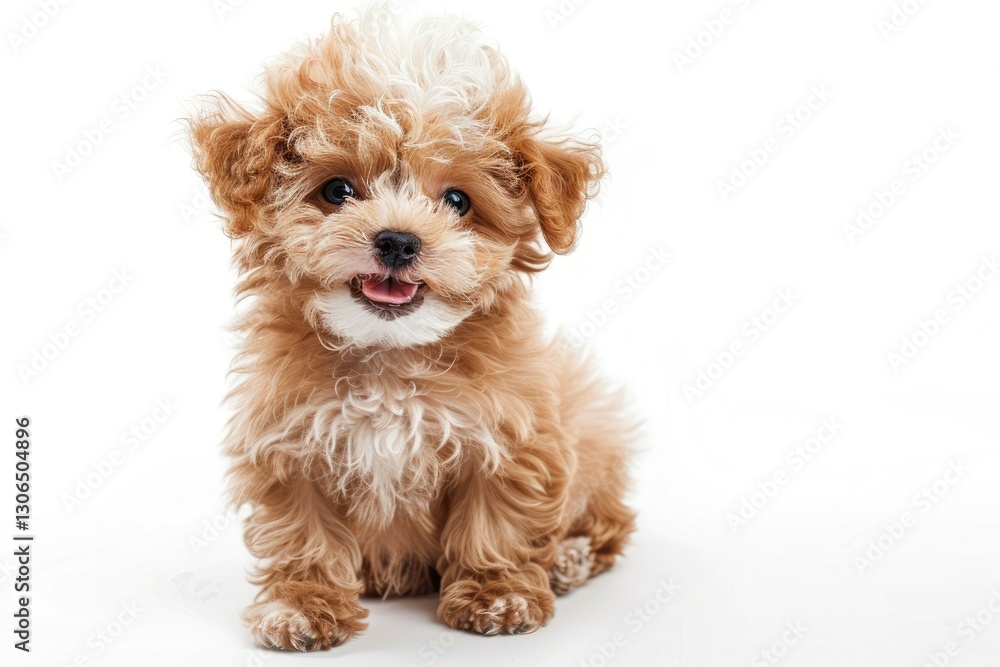 Smile Poodle Maltipool Maltese Puppy Little Dog Pet Teddy Brown White Isolated Smile Poodle Maltipool Maltese Puppy Little Dog Pet Teddy Brown White Isolated