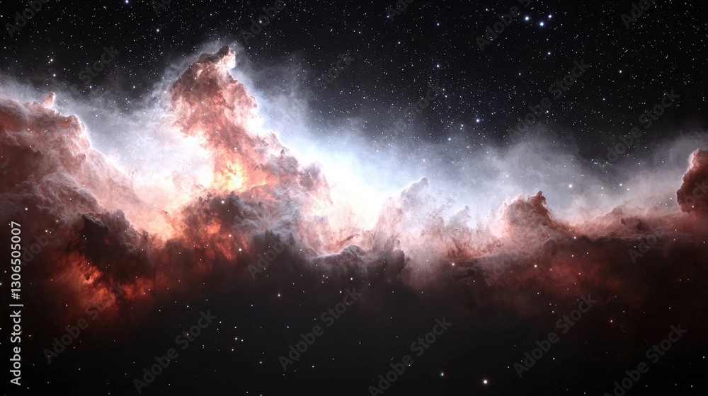 Fototapeta premium Cosmic Nebula's Fiery Embrace