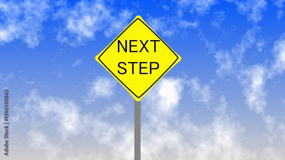 Road Sign on Clear Blue Sky with Rapid Moving Clouds for Text Placement Road Sign on Clear Blue Sky with Rapid Moving Clouds for Text Placement