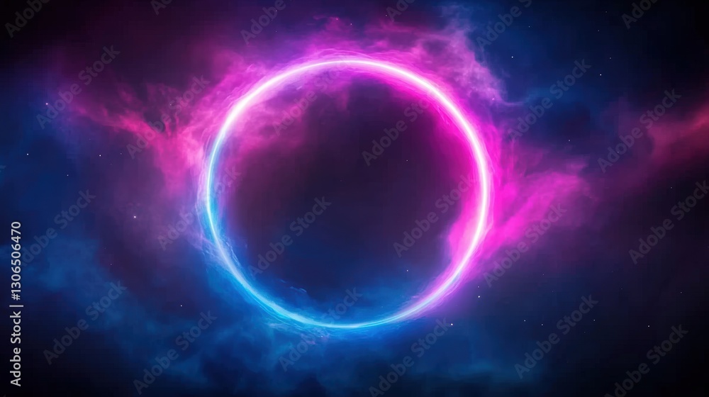 pink circle light frame on black background. Pink light effects on round placeholder for your text on dark background. A blue glowing circle. For futuristic or technology-themed designs pink circle light frame on black background. Pink light effects on round placeholder for your text on dark background. A blue glowing circle. For futuristic or technology-themed designs