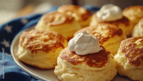 Wallpaper Mural Delicious, golden-brown, fluffy,  sweet,  savory,  pancakes topped with whipped cream. Torontodigital.ca