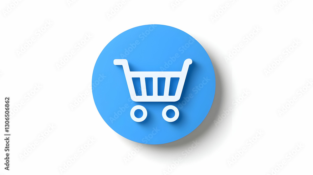 Simple Blue Shopping Cart Icon on Circular Background for Design Use Simple Blue Shopping Cart Icon on Circular Background for Design Use