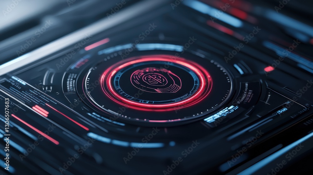 A futuristic interface with glowing red and blue elements, featuring a central circular design that suggests advanced technology and digital interaction. A futuristic interface with glowing red and blue elements, featuring a central circular design that suggests advanced technology and digital interaction.