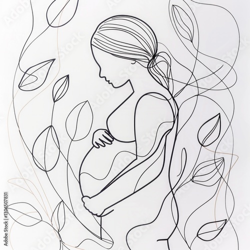A minimalist line drawing of a pregnant woman holding her belly.