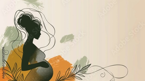 A minimalist line drawing of a pregnant woman holding her belly.