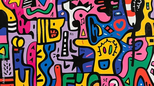 A playful mix of primary and secondary colors: red, blue, yellow, green, pink, and purple.