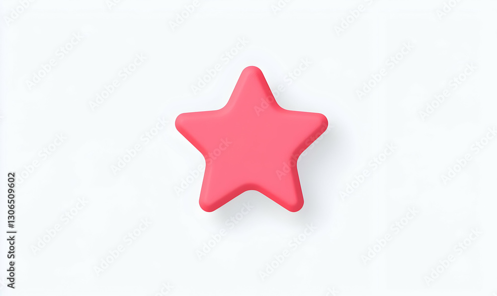 Fototapeta premium Bright Red Star Shape on Plain Background for Creative Projects