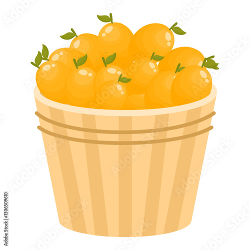 Fresh Fruits and Vegetables in Wooden Baskets. A Basket of Oranges