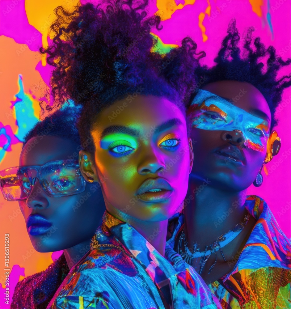 Fototapeta premium A collage of young people of diverse races and genders in the style of Collage Art.