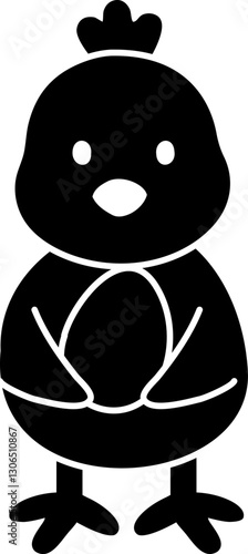 Cute Easter chick with eggs silhouette flat vector.
Good for greeting card,poster, banner,craft and DIY.
Transparent background.
