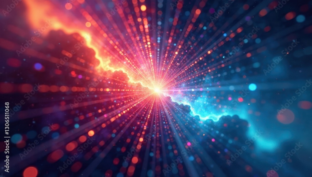 Fototapeta premium Multicolored rays emanating, creating dynamic visual , art, dynamic, beams