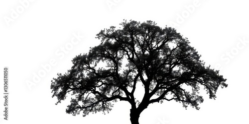 Wallpaper Mural Single, majestic tree silhouetted against a bright white background, nature, image Torontodigital.ca