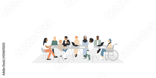 Office concept. Different people work together. Modern design.
