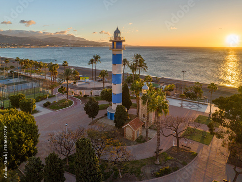 Faro de Torre del Mar, situado en el municipio de Vélez-Málaga, Andalucia, España