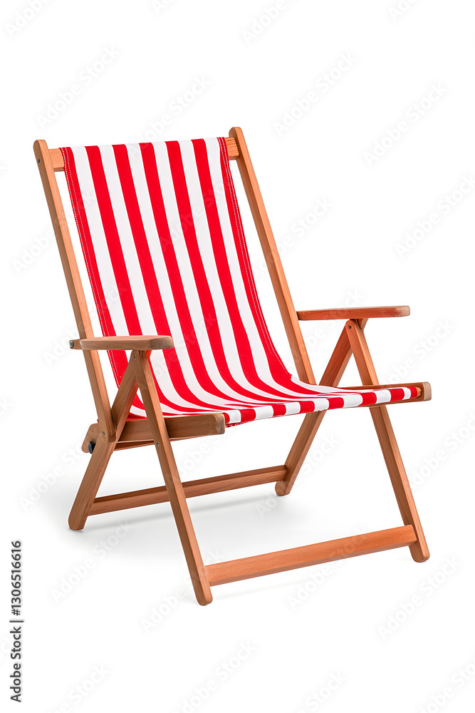 Red and white striped beach chair isolated on white Red and white striped beach chair isolated on white