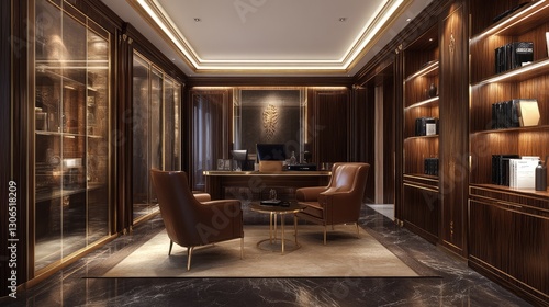 Wallpaper Mural A luxury home office setup with cable-free socket placements. Torontodigital.ca