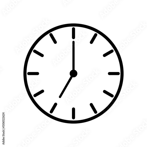 Minimalist Clock Time Icon, 7 O’Clock Icon