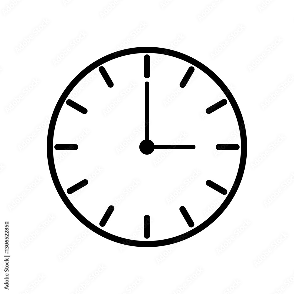 Minimalist Clock Time Icon, 3 O’Clock Icon