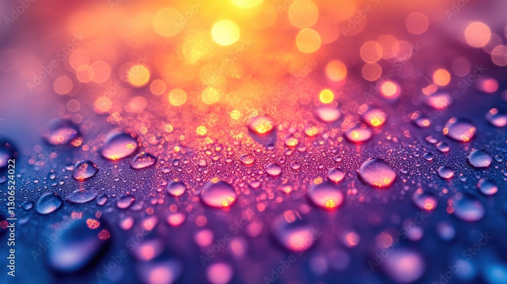 A close-up shot of water droplets on a surface, ideal for use in scientific or educational contexts A close-up shot of water droplets on a surface, ideal for use in scientific or educational contexts