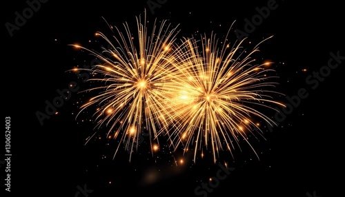 Wallpaper Mural Stunning golden fireworks, Night sky celebration Torontodigital.ca