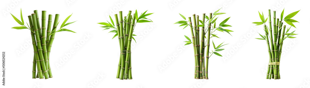 Naklejka premium Fresh bamboo stalks arranged in bundles