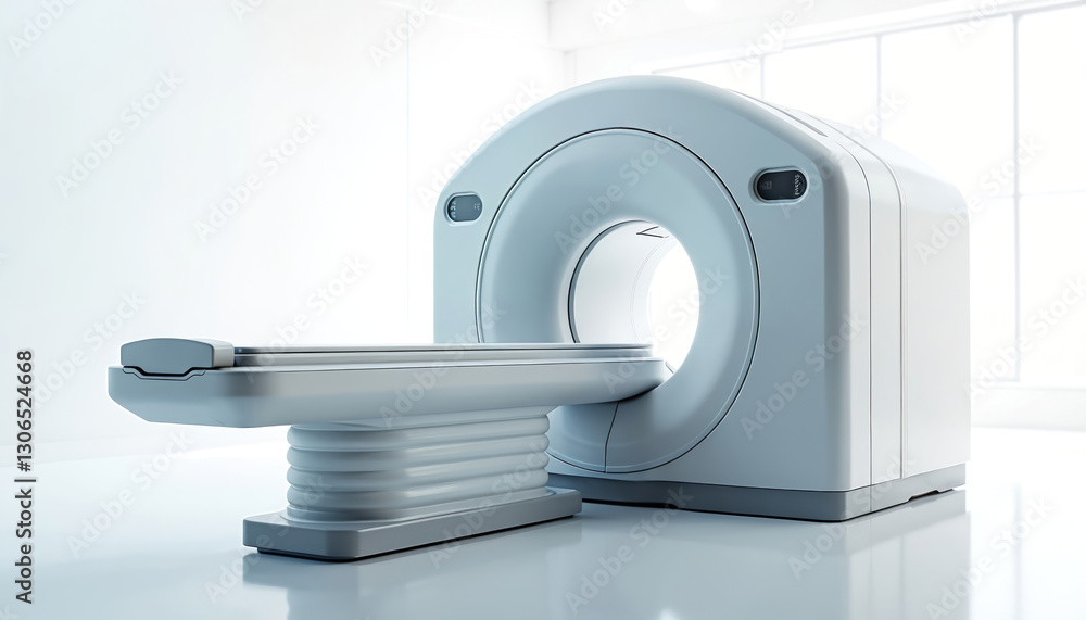 Advanced MRI or CT scan diagnostic machine in hospital lab. Wide banner with copy space. Modern equipment, tech for health care, clinical center, radiology. Pro treatment, innovation, exam. Advanced MRI or CT scan diagnostic machine in hospital lab. Wide banner with copy space. Modern equipment, tech for health care, clinical center, radiology. Pro treatment, innovation, exam.