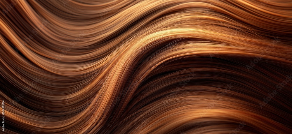 Flowing strands of silky brown hair with warm highlights and smooth texture Flowing strands of silky brown hair with warm highlights and smooth texture