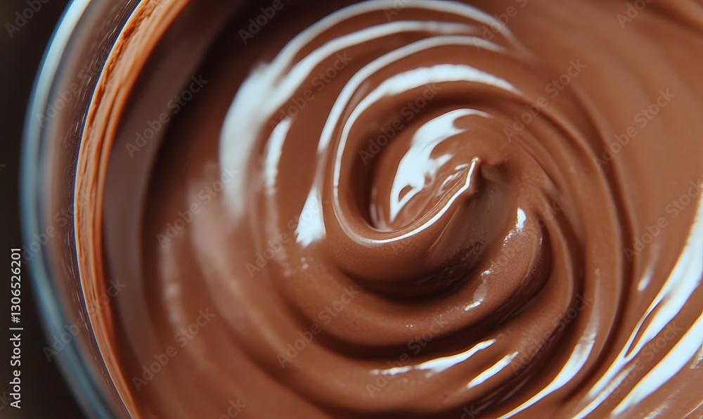 Chocolate sundae dessert in a glass bowl creating a spiral pattern, Generative AI Chocolate sundae dessert in a glass bowl creating a spiral pattern, Generative AI
