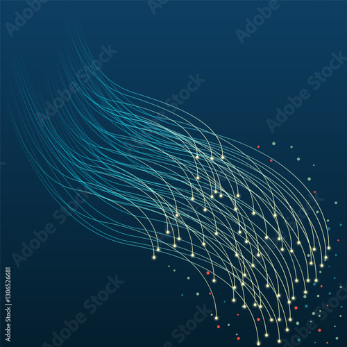 Optical fiber with information flow. Vector illustration. Sketch for creativity.