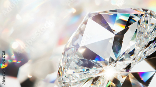 Close-up of the prism effect on diamonds