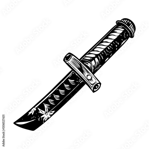 A vintage vector illustration of japanese sword