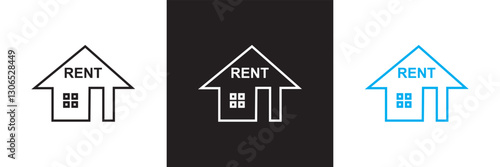 Rental Estate  Icons set. Rental estate related icons: property types, characteristics, documents, etc.   isolated on white and black background. Vector illustration. EPS 10